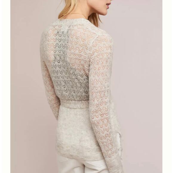 Anthropologie Meadow Rue Women's Wesley Wrap Cardigan Sweater Ivory Size XS - Picture 2 of 13